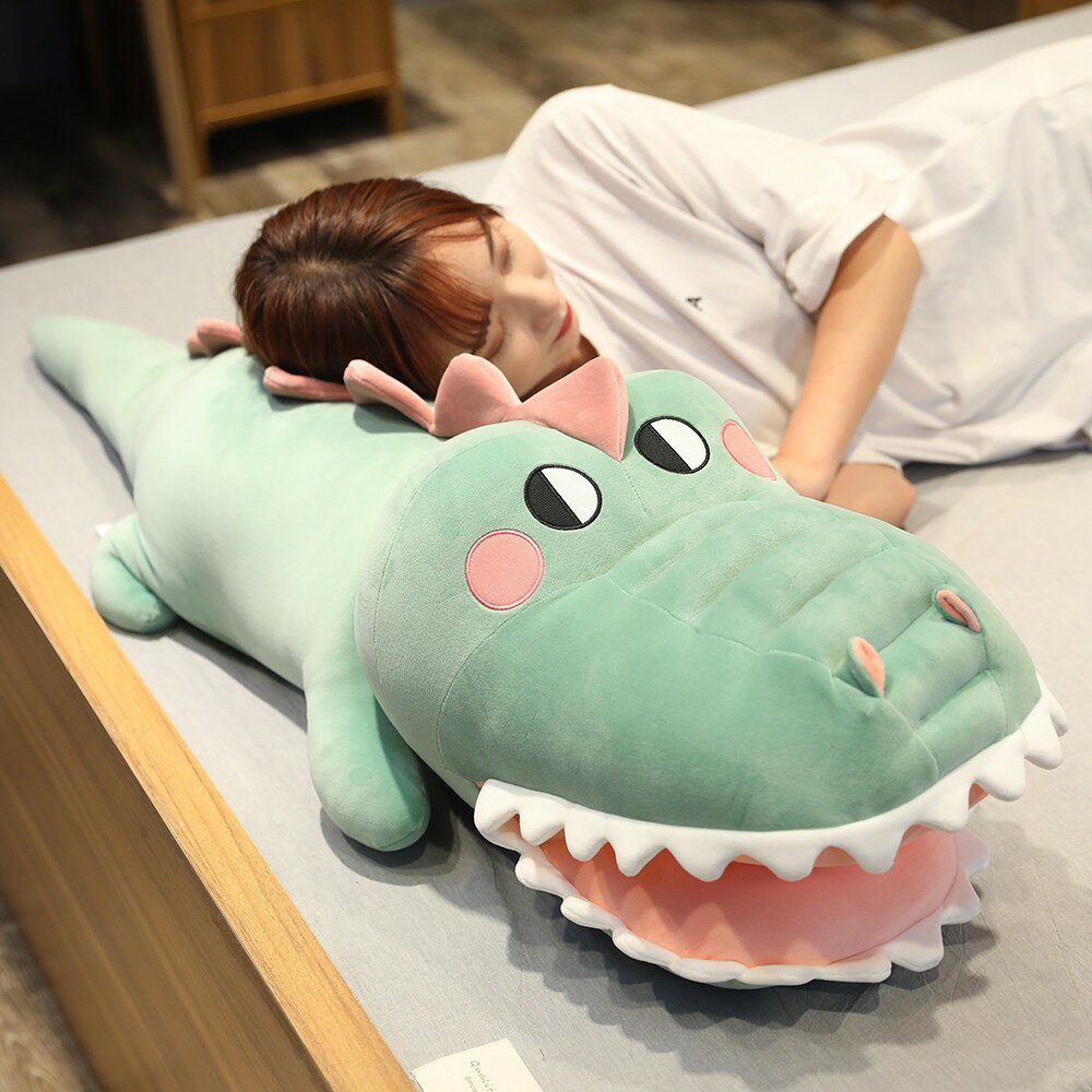 可愛恐龍毛絨公仔床上陪睡玩偶女生夾腿抱枕鱷魚布娃娃長條枕生日禮物