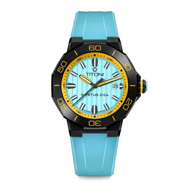 TITONI 瑞士梅花錶 動力系列 CERAMTECH 83765B-AO-707 阿根廷藍機械錶 43mm｜樂天全館特惠中★指定刷卡回饋10%