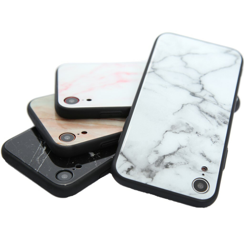 iPhone 大理石鋼化玻璃殼 防刮TPU軟邊 保護殼 手機殼 玻璃殼 用於 iX/XS/XR/8/7/6