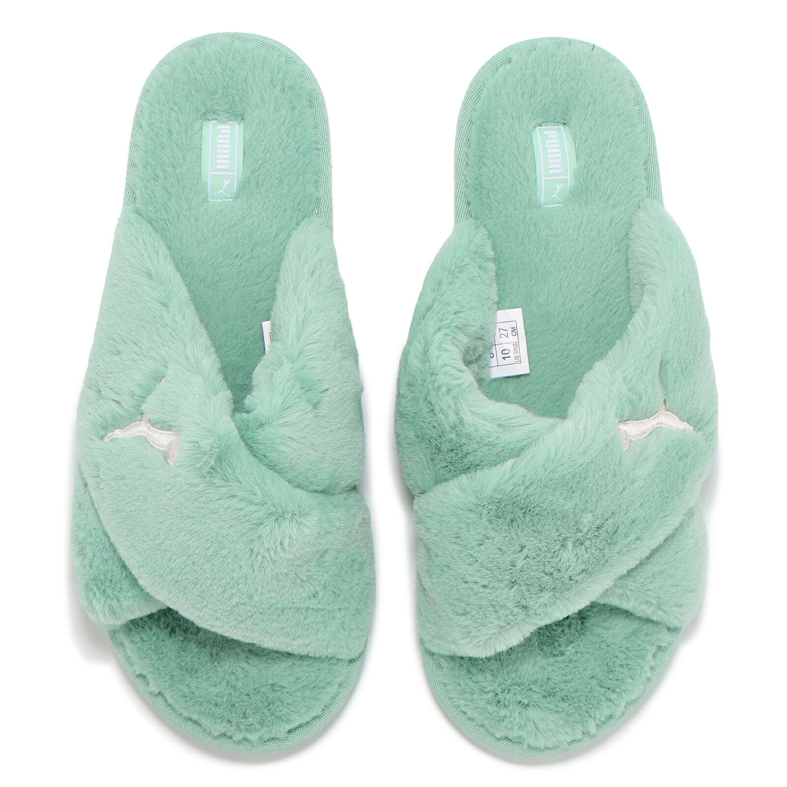 Puma 拖鞋 Fluff X Strap BX 女鞋 蒂芬妮綠 絨毛 保暖 防滑 涼拖鞋 38535210