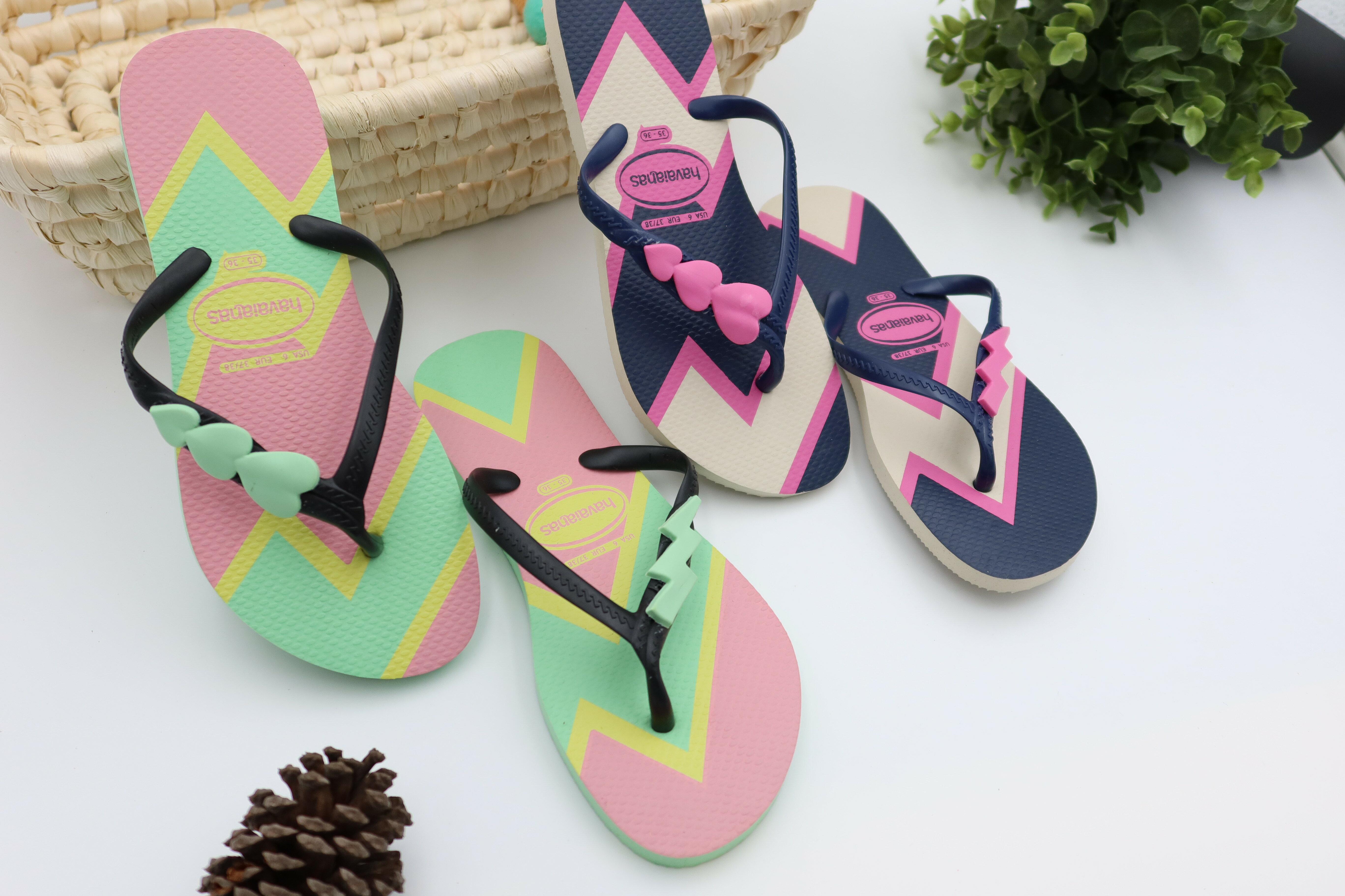 中壢實體店面 Havaianas FANTASIA POP 髮夾鞋帶 哈瓦仕 哈瓦士 夾腳拖/人字拖鞋綠色/藍色