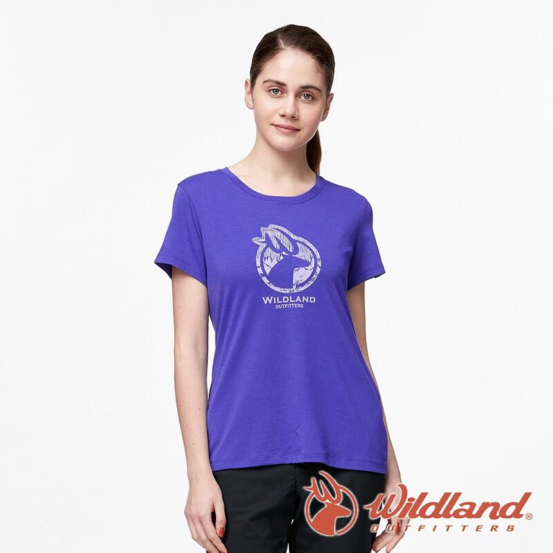 【wildland 荒野】女 彈性LOGO印花圓領上衣『紫羅蘭』0A91603