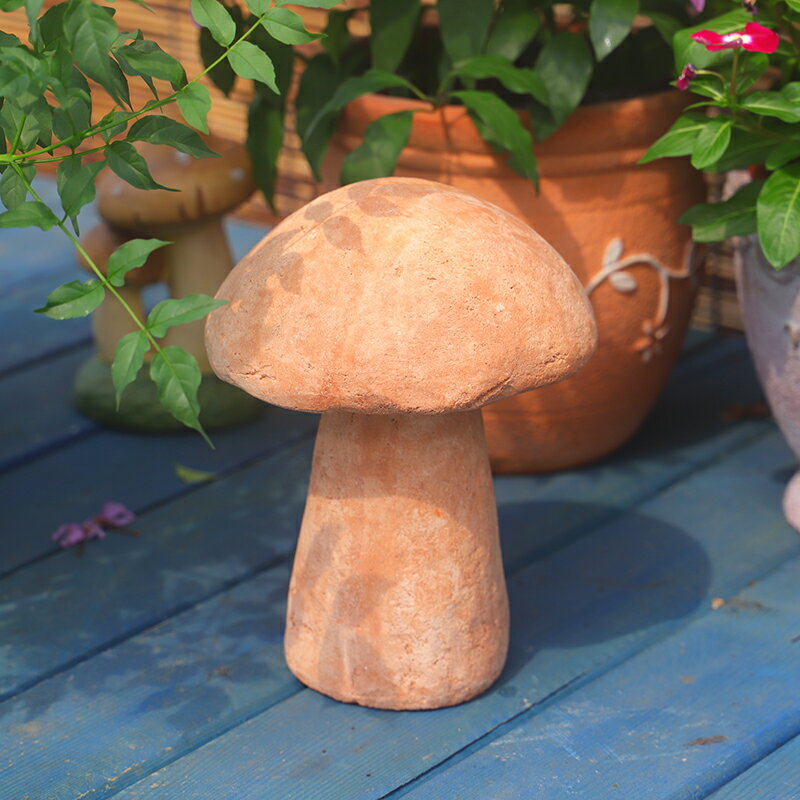 花園花境紅陶蘑菇擺件 陽臺庭院 花盆花架趣味裝飾品