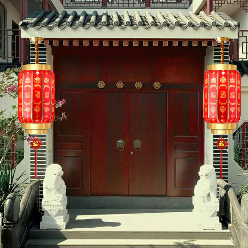 全銅新居入宅大紅玻璃中式吊燈中國風陽臺室外大門口防水小燈籠