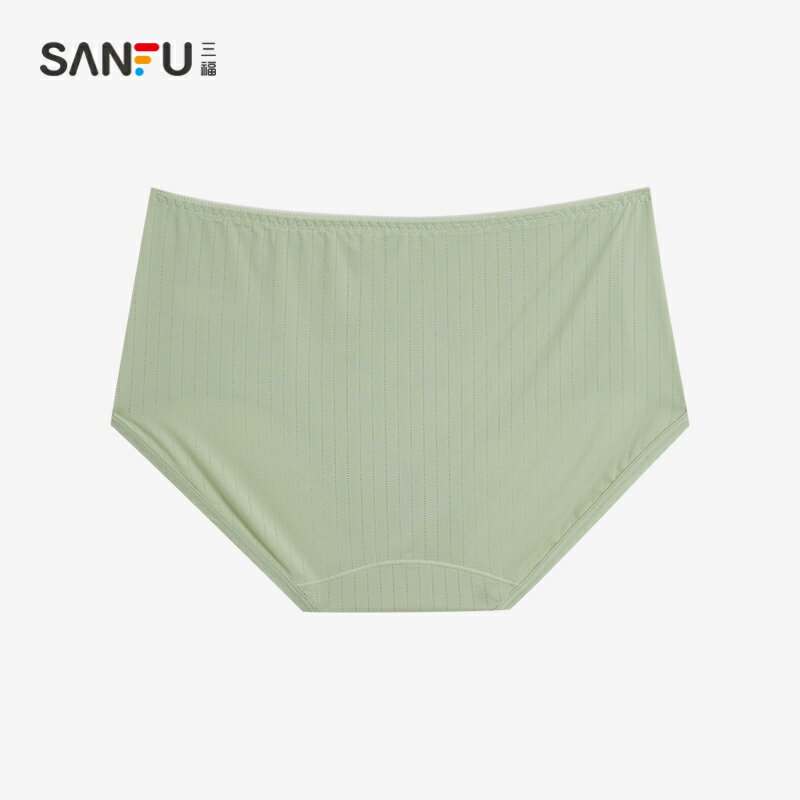 三福 女包臀低腰內褲 簡約豎紋冰絲 半平角內褲女438361