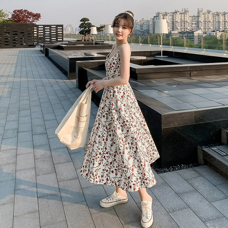 韓版碎花吊帶洋裝 吊帶連衣裙 甜美洋裝 洋裝 碎花連身裙 休閒連身裙 春天洋裝 背心連身裙 收腰 【1354F】 5