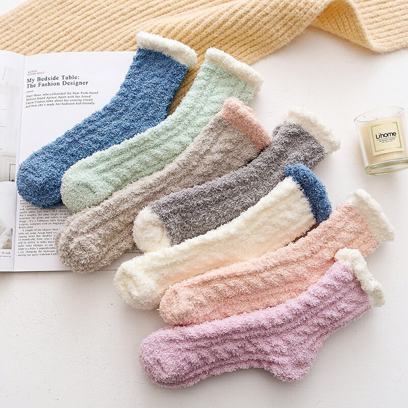 月子襪子秋冬產后純棉產婦松口寬口韓國加厚加絨地板睡眠襪孕婦襪