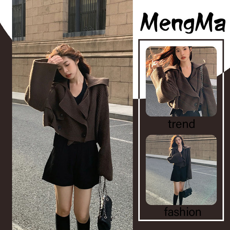 女裝 外套 韓系風 氣質上衣 韓版   女裝秋套裝設計感毛衣女新款秋季慵懶風別緻短款洋秋冬季女裝 治裝激推 7