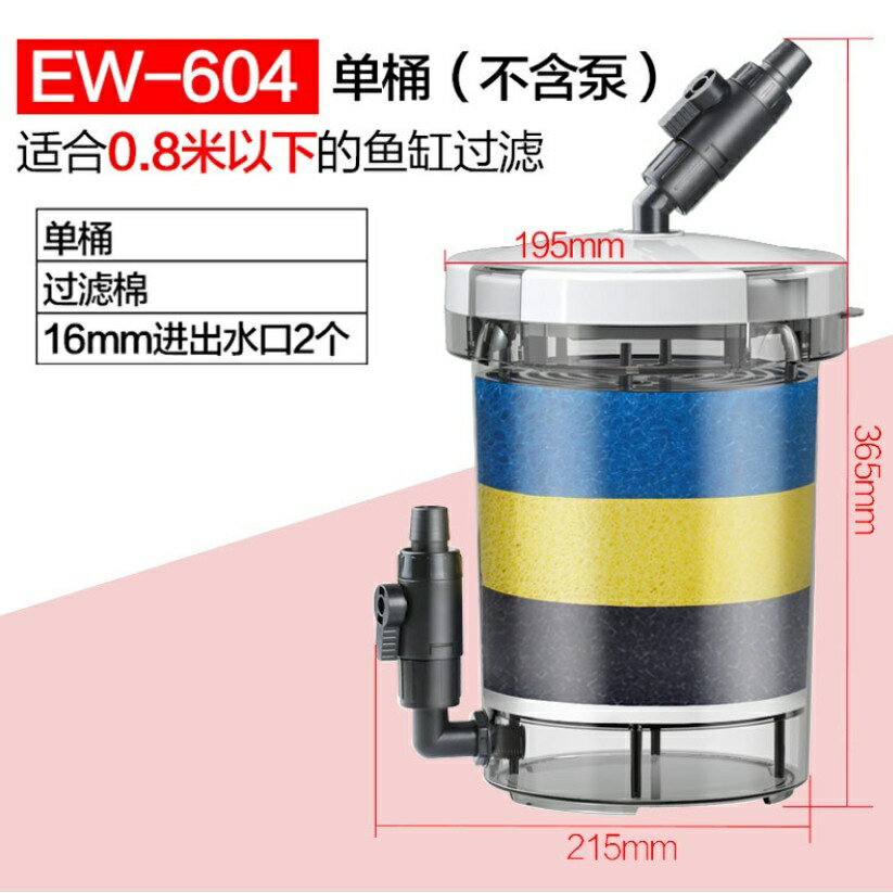 604前置桶 HW-604EW-604 無動力透明過濾桶 物理過濾器 魚缸過濾幫手 3