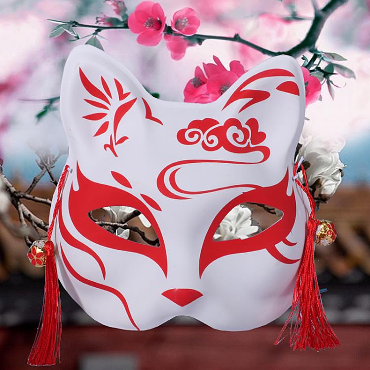 萬聖節 狐貍面具半臉兒童古風日式螢火之森二次元動漫抖音同款萬圣節道具