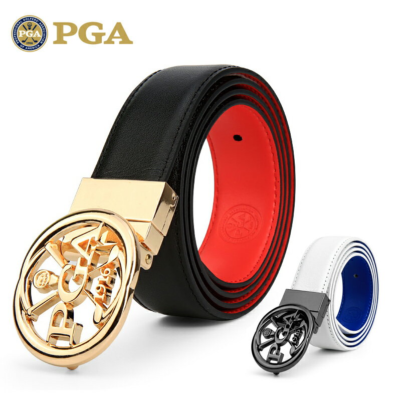 美國PGA 高爾夫皮帶女士頭層牛皮腰帶 可旋轉雙面用皮帶奢華優雅