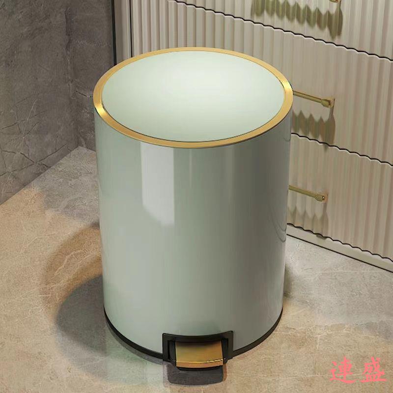 高階垃圾桶帶蓋家用不銹鋼腳踏奢華客廳臥室廚房衛生間廁所大容量