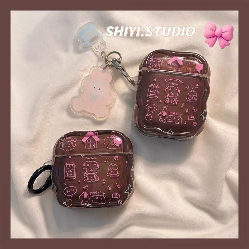 耳機保護殼 塗鴉小狗蛋糕房子適用於airpodspro1代2代3代4代藍牙耳機殼保護套