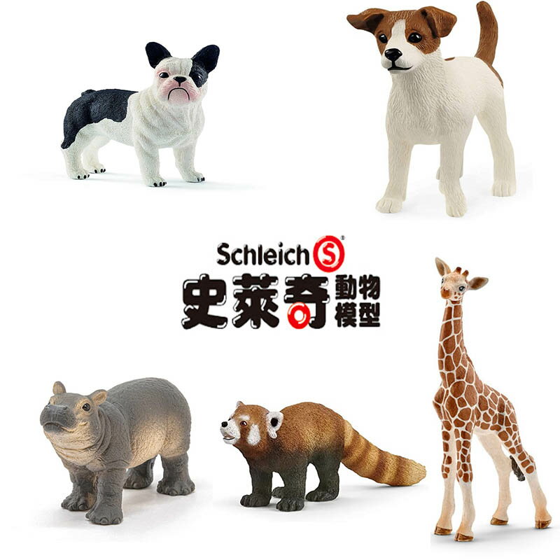 【Fun心玩】正版 Schleich 史萊奇動物模型 法國鬥牛犬 傑克羅素梗 小河馬 小貓熊 長頸鹿寶寶 動物 模型