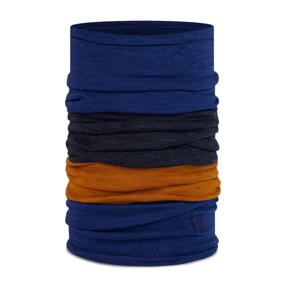 西班牙 《BUFF》Merino Move Multifunctional Neckwear 舒適繽紛 205 gsm 美麗諾羊毛頭巾 鋼藍橘調