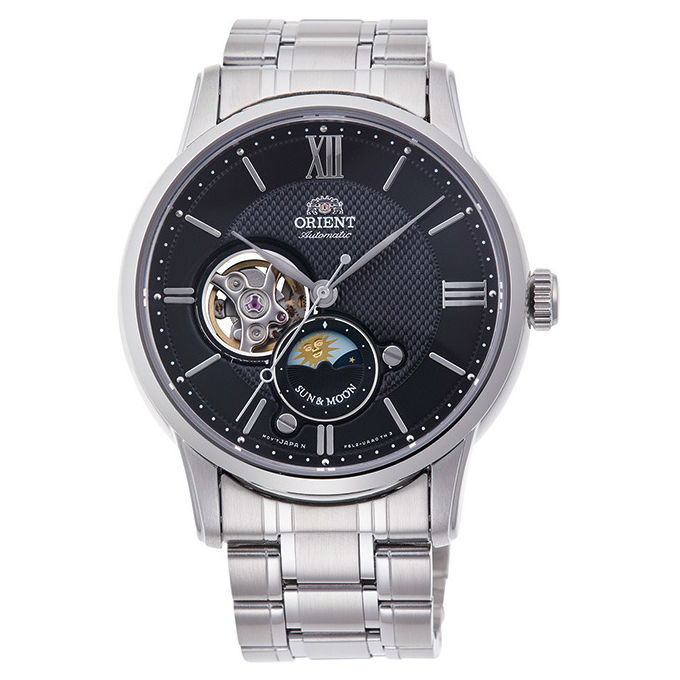 Orient 東方錶 (RA-AS0002B) SUN&MOON系列半露空日月相機械錶/黑麵42mm｜樂天全館特惠中★指定刷卡回饋10%