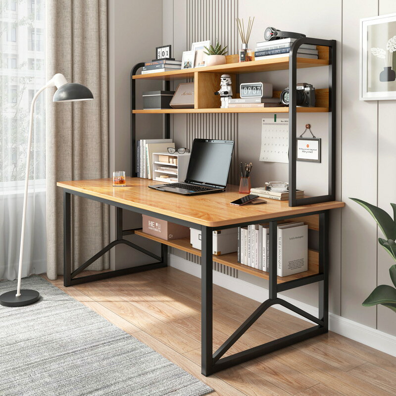 電腦桌臺式書桌書架一體桌簡約小戶型臥室學生寫字桌子家用辦公桌