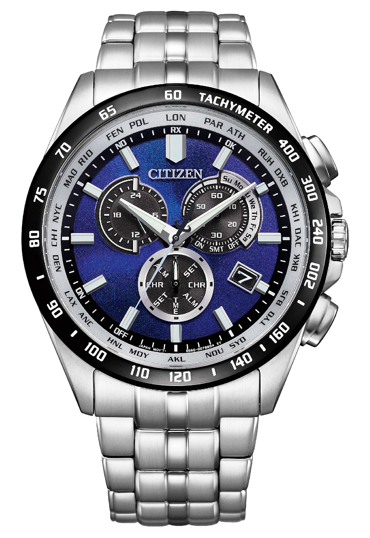 CITIZEN 星辰錶  UNITE with BLUE 系列  CB5874-81L 光動能電波對時腕錶 藍面 43mm｜樂天全館特惠中★指定刷卡回饋10%