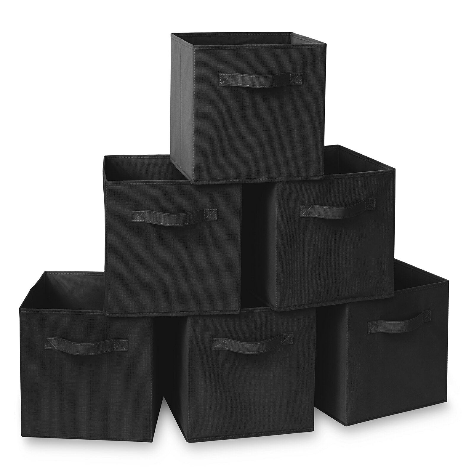black storage baskets for shelves