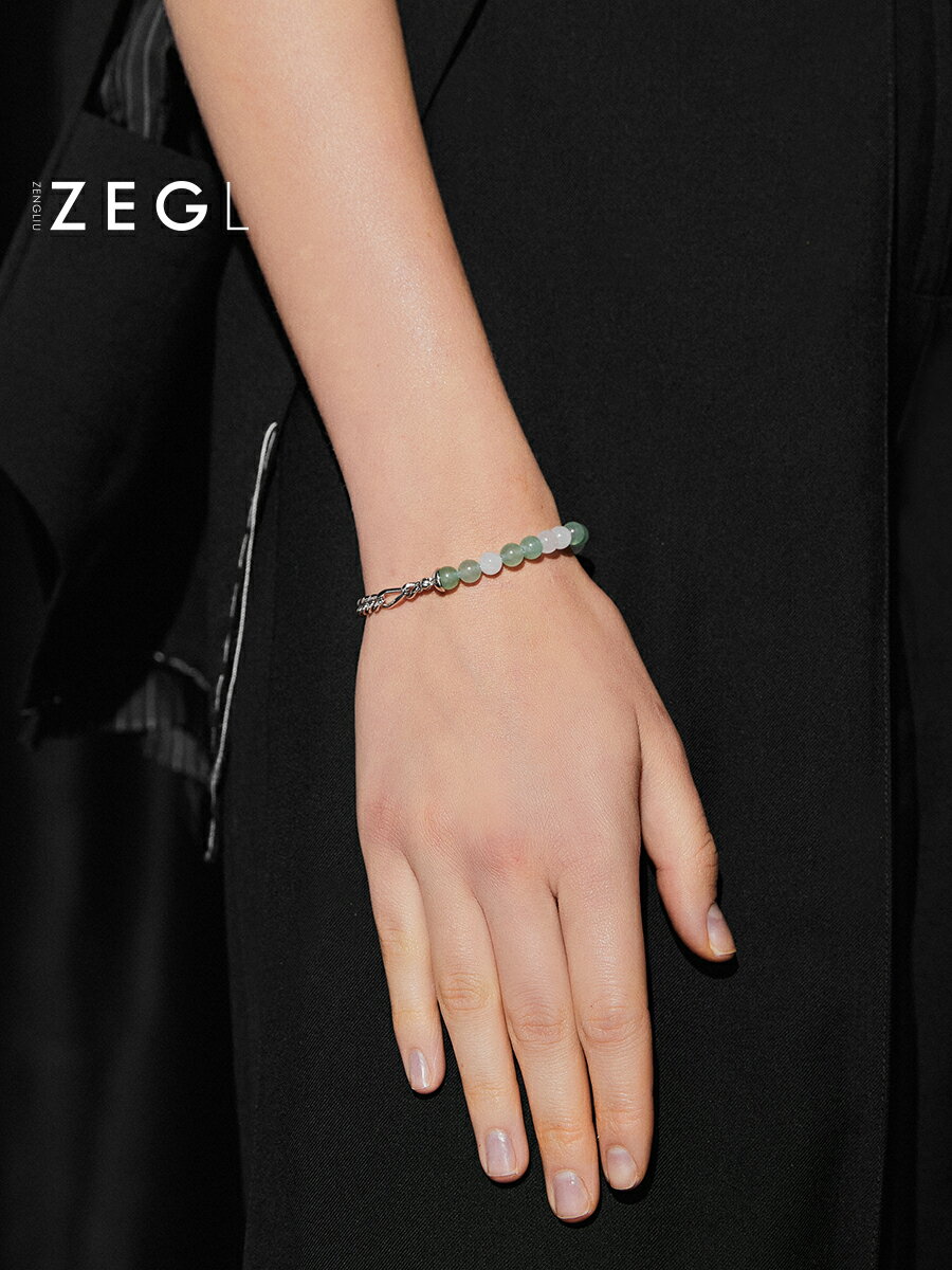 ZEGL設計師ot扣拼接穿珠手鏈手鏈女ins小眾設計冷淡風手飾品配飾