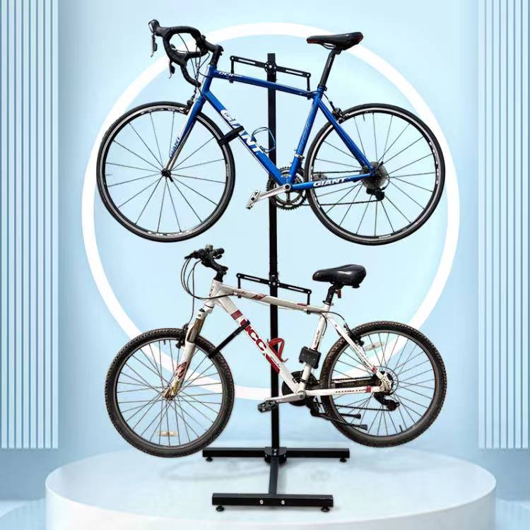 自行車架 維修架 停車架 山地車室內停車架自行車掛架靠牆壁掛鉤展示架立式兩台單車支撐架『wl12259』