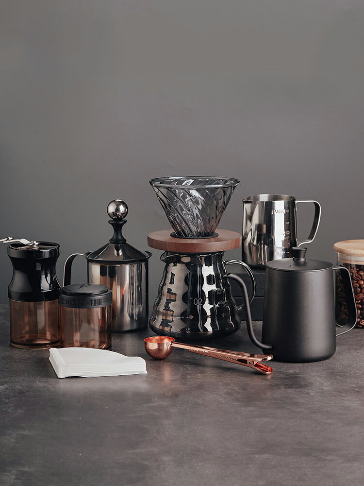家用咖啡研磨機套裝咖啡豆手磨機便攜手動手搖磨豆機小型全套復古
