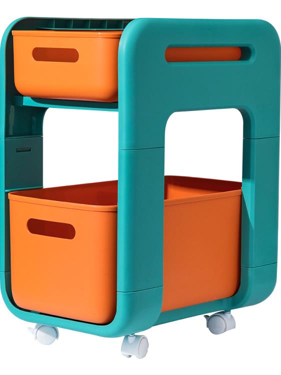 兒童玩具收納箱抽屜式家用滑輪整理盒零食儲物筐推車置物架神器