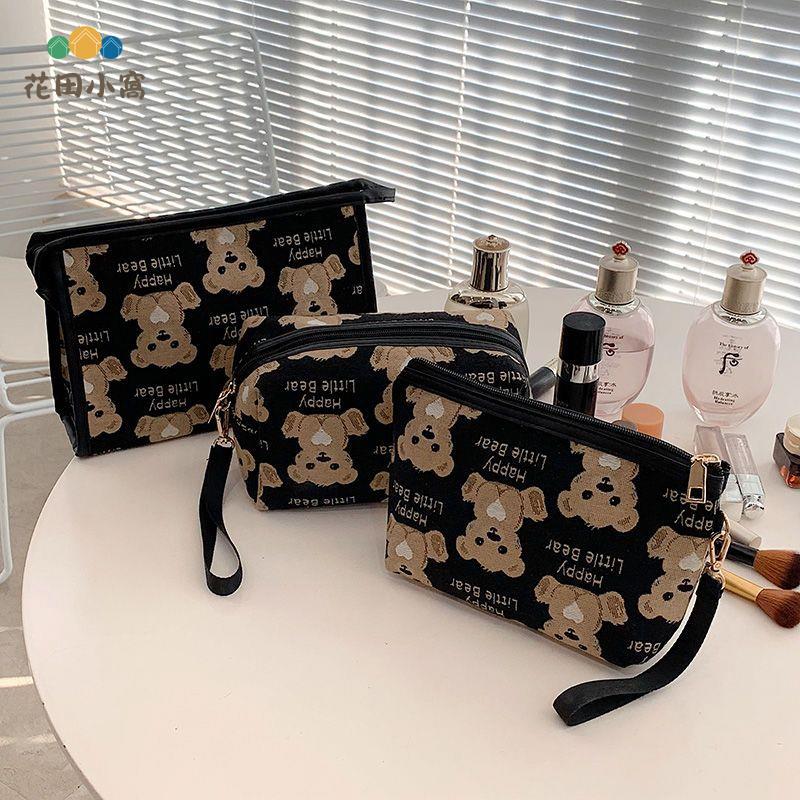 韓版時尚可愛小熊化妝包 氣質簡約手提手拿包 大容量 洗漱包 收納包 潮[PP0513021]