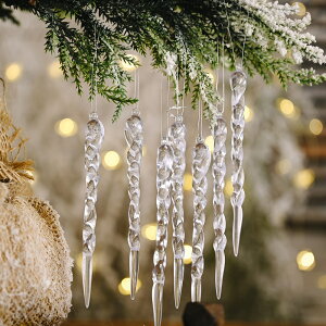 圣誕節慶用品創意透明冰條掛件新款圣誕樹裝飾螺紋掛件樹掛飾