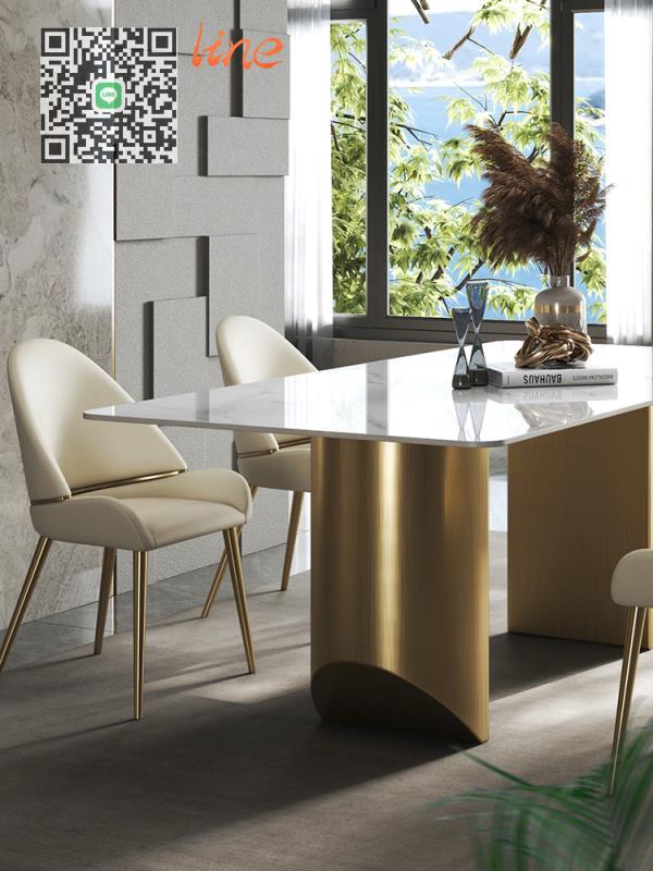 ☆巖板☆亮光巖板 餐桌 輕奢 高級感餐廳 意式 極簡 長方形設計師 懸浮餐桌椅 組合