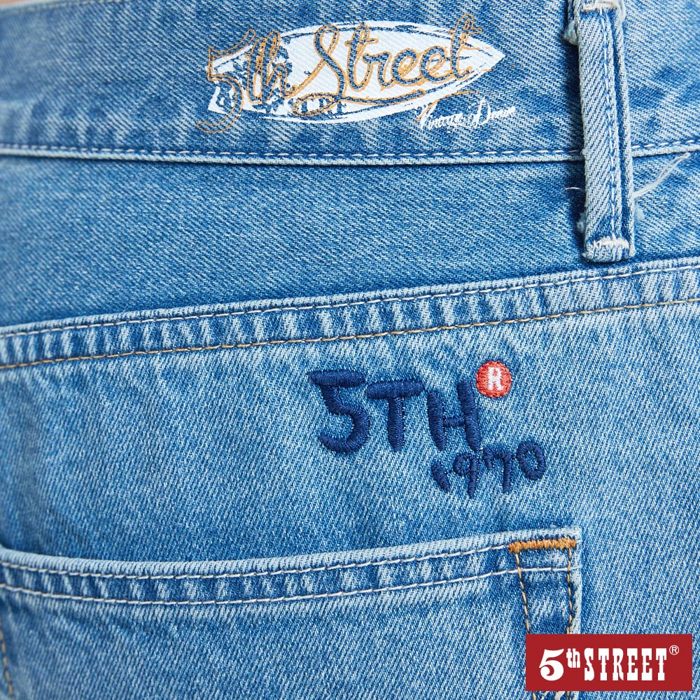 男牛仔短褲-石洗綠【5th STREET】 4
