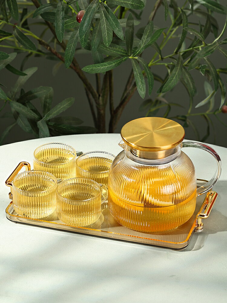 輕奢茶具套裝家用耐高溫北歐玻璃茶壺泡茶壺花茶杯子套裝水果茶壺