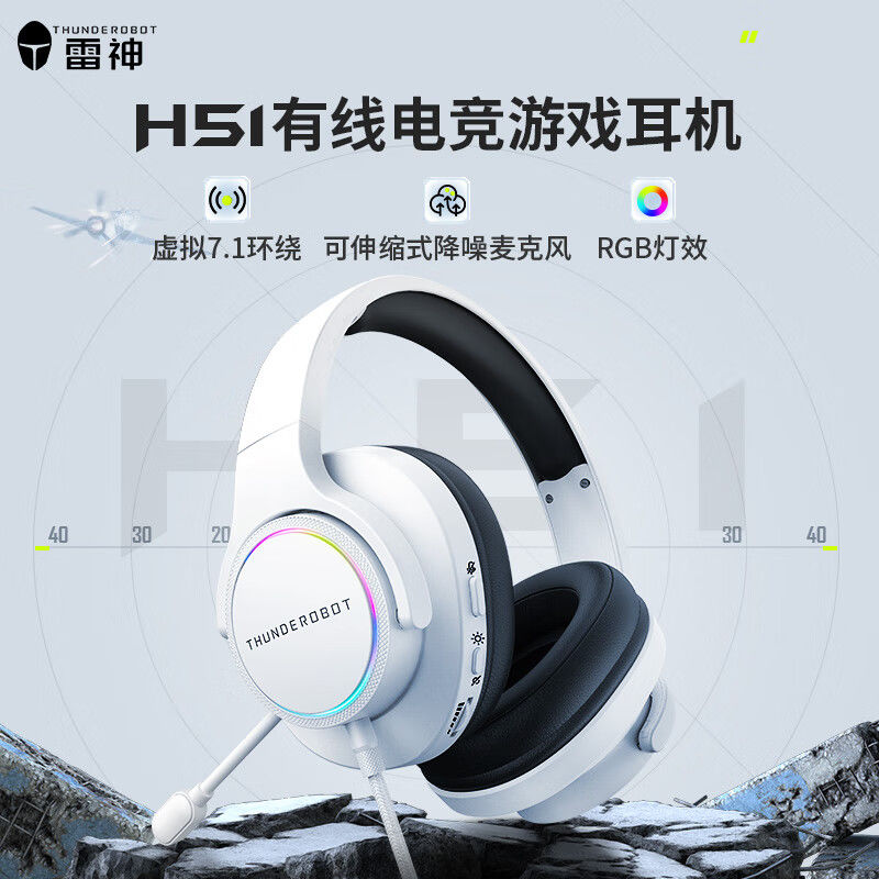 雷神耳機頭戴式H51電競遊戲吃雞帶麥降噪遊戲耳機7.1聲道電腦USB【Snowbelle優選】