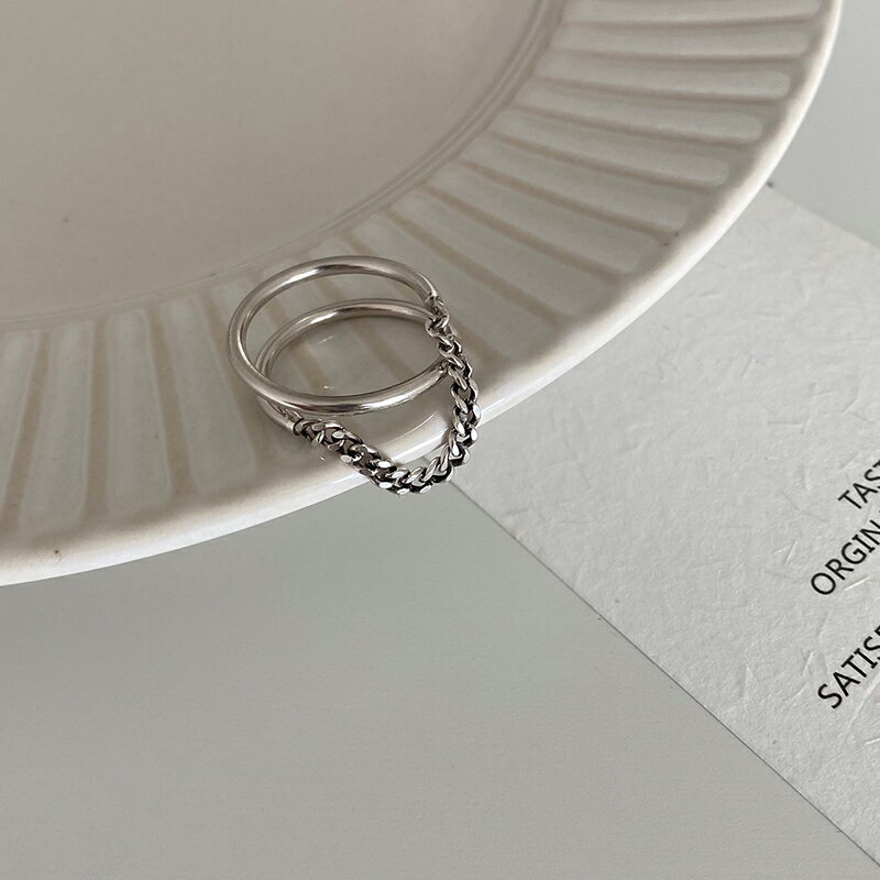 925純銀鏈條戒指女冷淡風螺旋箭頭食指戒復古個性可調節指環男潮 3