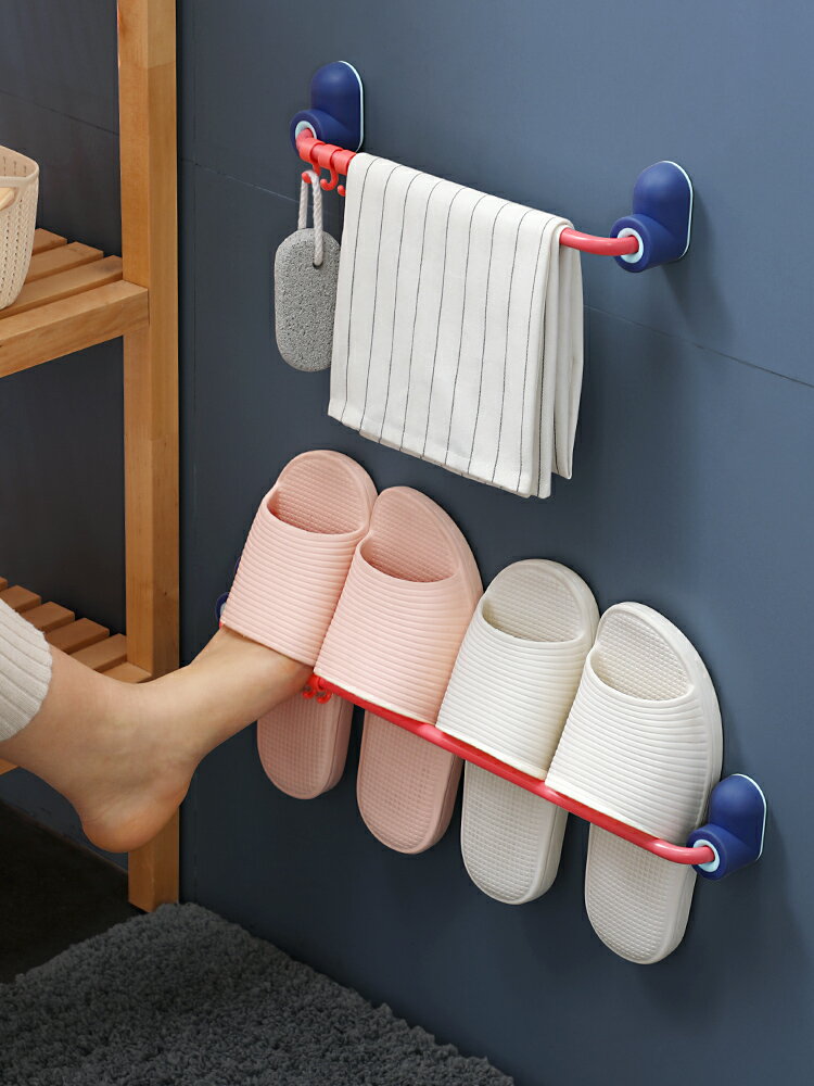 壁掛浴室拖鞋架創意鞋子收納架衛生間廁所免打孔門后拖鞋架置物架