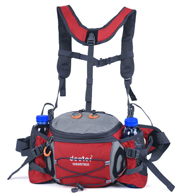 運動腰包水壺戶外男多功能徒步騎行雙肩背包旅游女大容量登山裝備