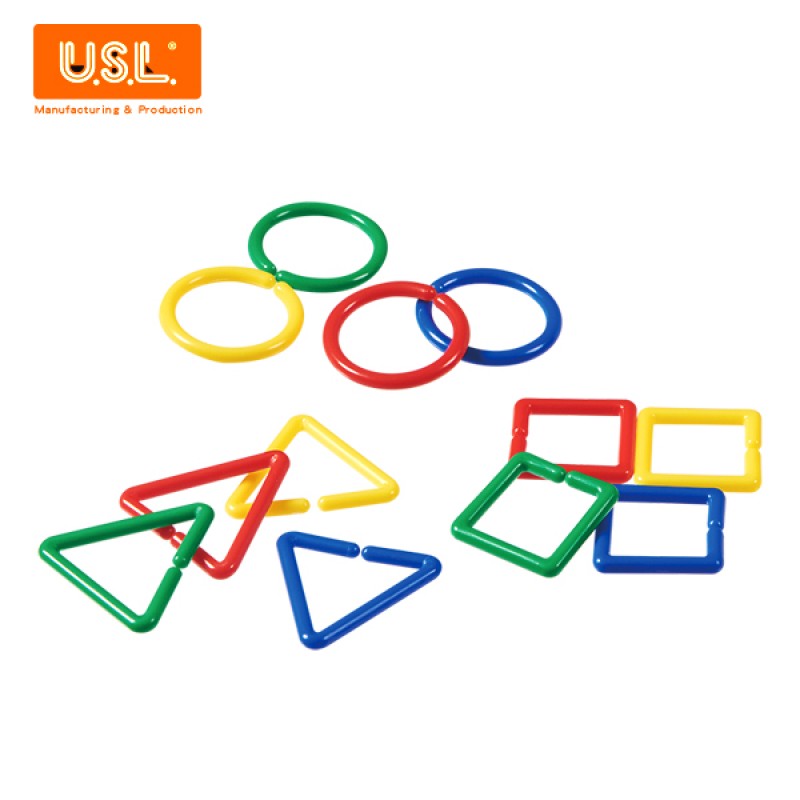 《台灣製USL遊思樂》教具 積木 3 形 4 色幾何環扣 ( 500 PCS ) 東喬精品百貨