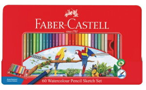 Faber-Castell水性色鉛筆紅色精緻鐵盒裝60色組*115965