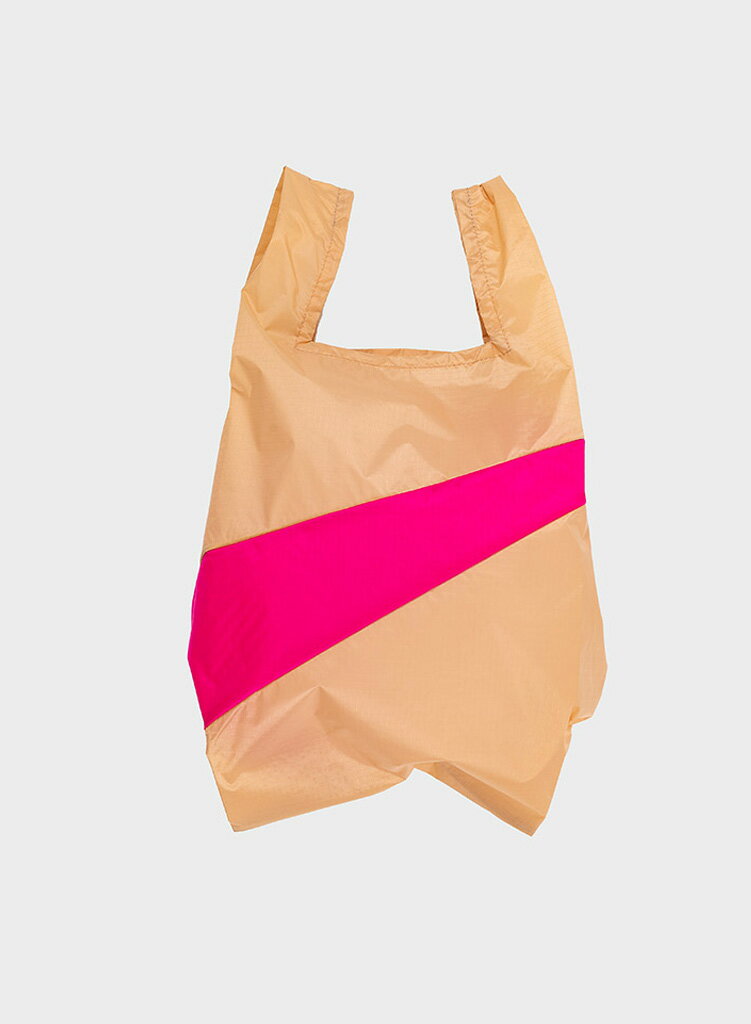 荷蘭 Susan Bijl 防潑水超輕量購物袋 #Ｍ (水蜜桃粉/桃紅)