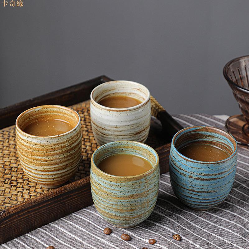 粗陶咖啡杯批發復古手工描釉大號茶杯陶瓷創意個人水杯主人杯