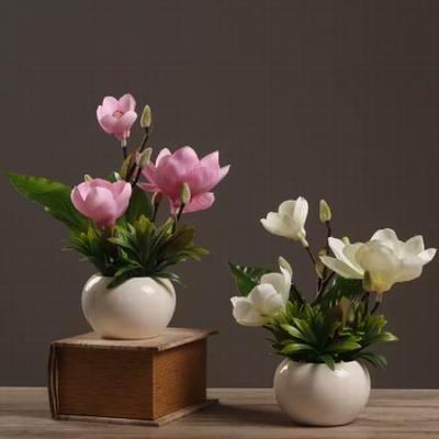 【木棉花盆栽擺件-27*27cm-1款/組】中式假花盆栽小擺設家居辦公模擬花藝擺件-90402