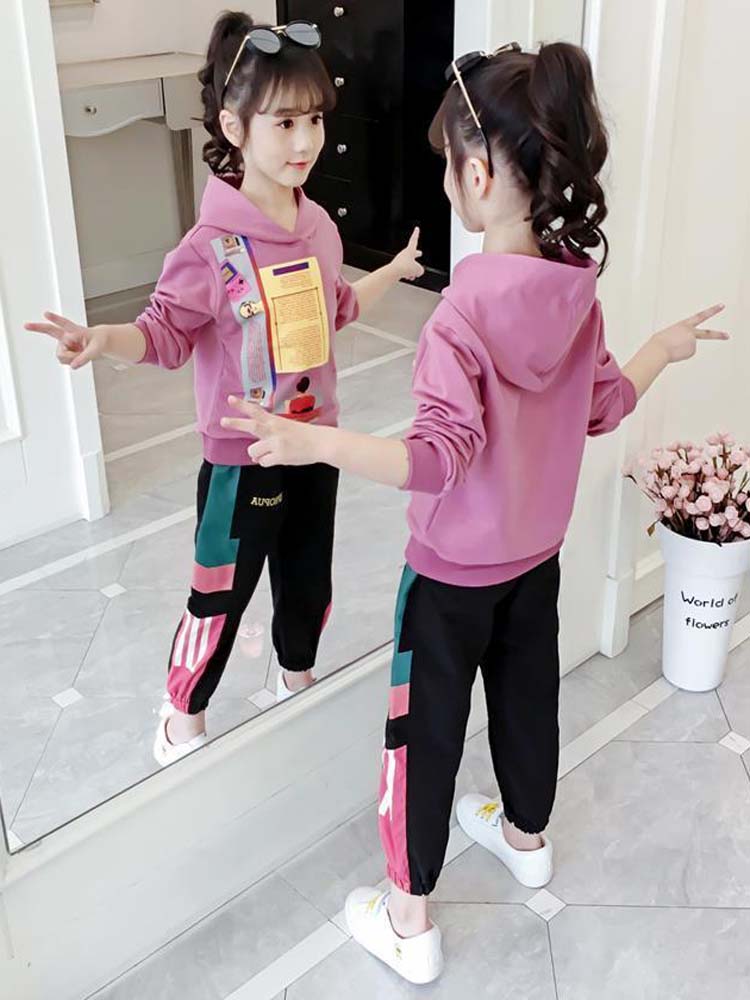 女童套秋新款兒童衣女孩洋氣網春秋件套