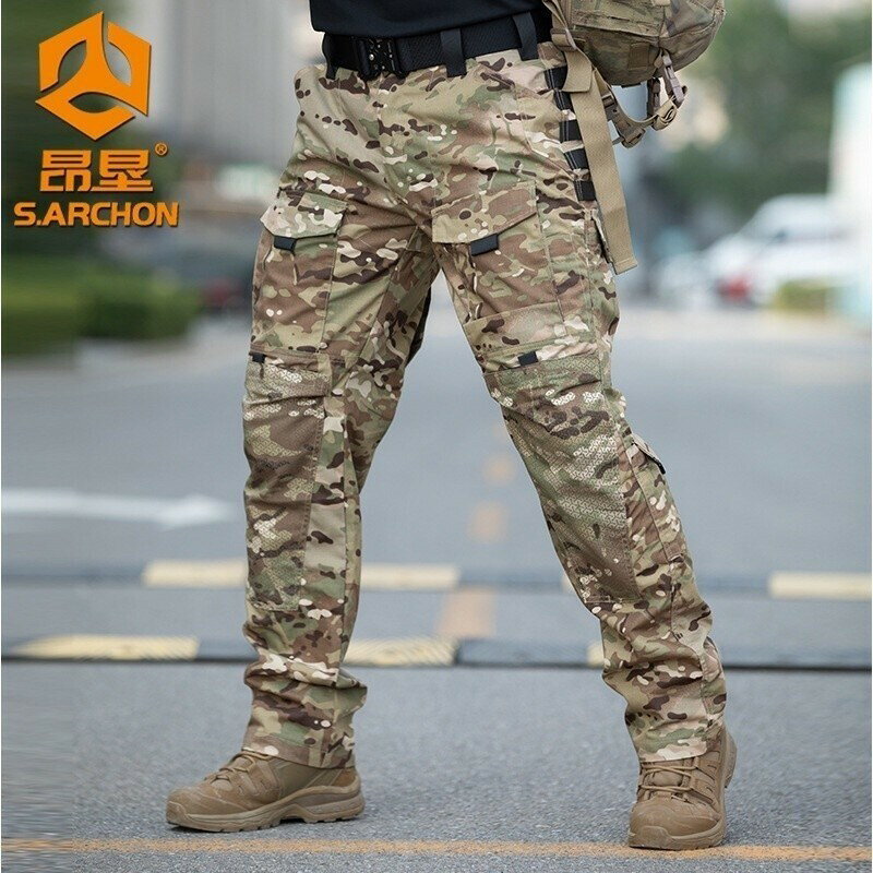 新品戶外甲蟲款春秋戰術褲男防水寬鬆直筒耐磨多口袋迷彩工裝褲