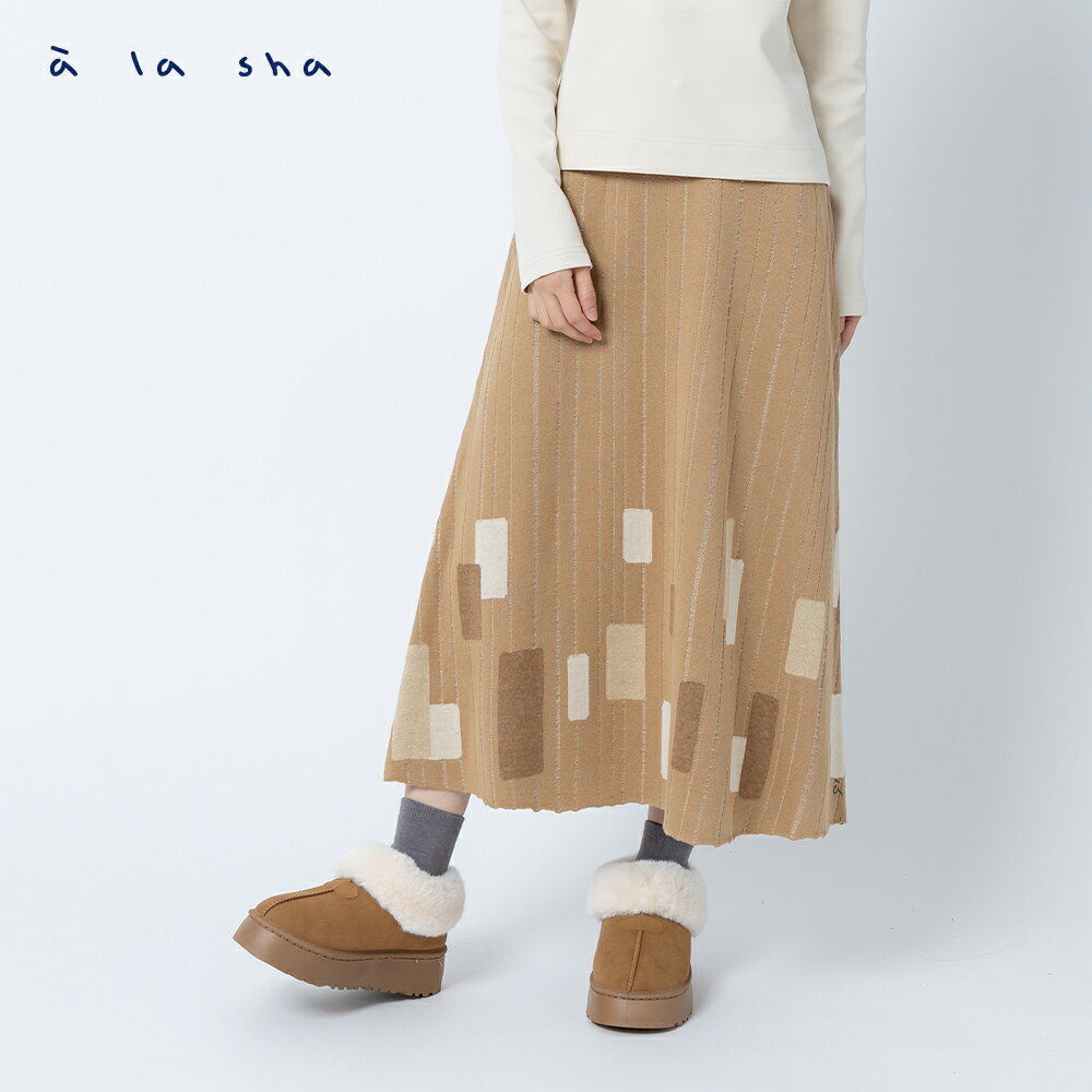 a la sha 小色塊針織裙