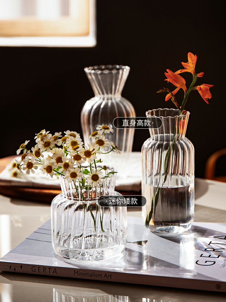 半房 韓式玻璃小花瓶透明水養ins風簡約客廳桌面迷你插花擺件裝飾