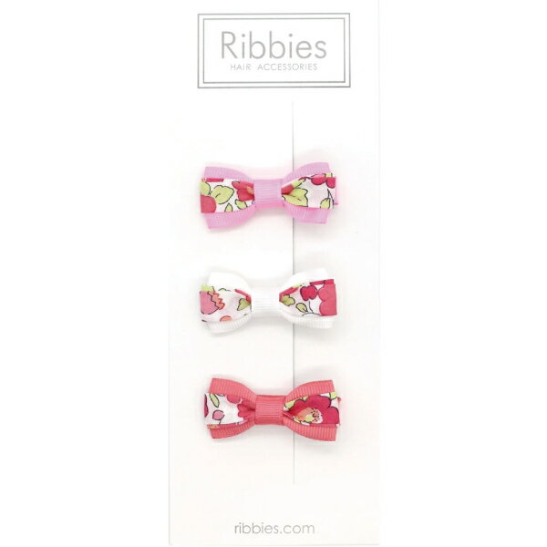 英國 Ribbies 雙色緞帶蝴蝶結|髮飾|髮夾3入組-BETSY RED