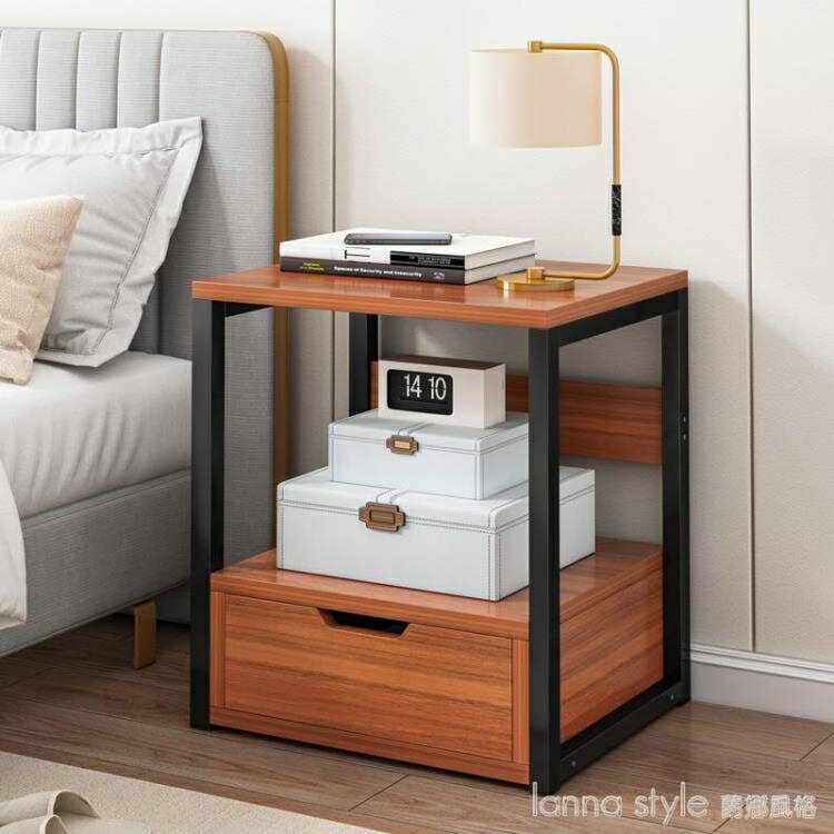 床頭櫃置物架簡約現代輕奢小櫃子迷你床邊櫃小型簡易仿實木收納櫃
