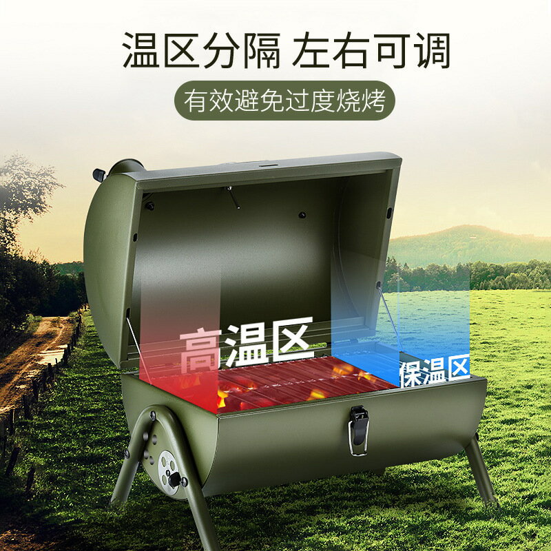 便攜式戶外燒烤爐家用室內木炭全套工具小型野外烤肉串加厚碳烤架 中秋節