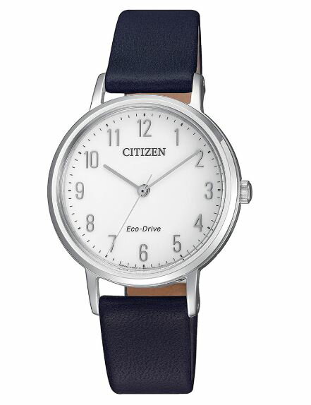 CITIZEN 星辰 LADY’S 簡約純淨光動能腕錶 白x藍 EM0571-16A 30.2mm