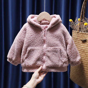 寶寶外套2021年新款秋冬女童羊羔毛洋氣加厚款嬰兒羊羔絨小童加絨